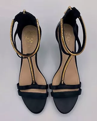 Vince Camuto Heels Women’s Size 6.5 M Black Strappy Gold Accent Pumps • $19.99