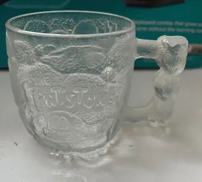 VINTAGE 1993 McDonald's Flintstones Rocky Road Mug Cup Frosted Glass -RocDonalds • $8.26