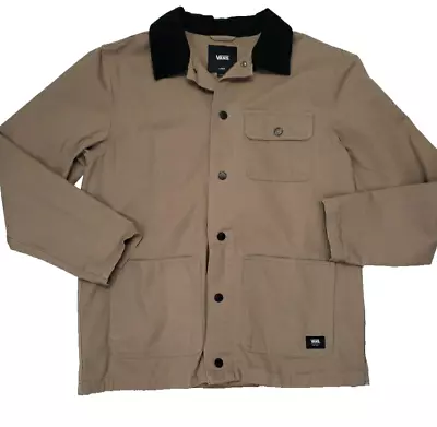 Vans Drill Chore Coat Corduroy Collar Snap Jacket Canvas Men's Large Tan EUC • $44.89