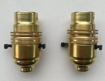 £9.50 • Buy Pack Of 2 Switched Brass BC B22 Lamp Holder. Shade Ring 10mm Hole. British Made