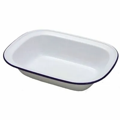 Falcon Oblong Steak Pie Dish Enamel 16cm White Enamel Taditional Enamelware • £6.49