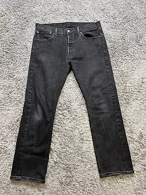 Levi's 501 Jeans Mens 34x30 Black Denim Straight Leg Button Fly Workwear • $24.95