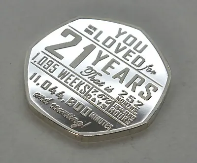 21st Birthday Silver Commemorative. Gift/Present 21 Years Congratulations • £7.99