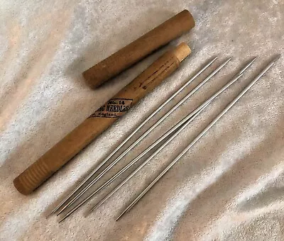 Vintage Redditch Wood Case W/ 5 Double Tip Steel Needles #14 • $20.99