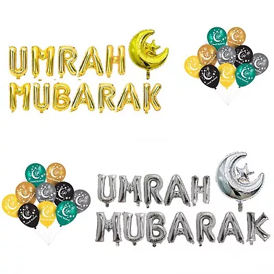 New Umrah Mubarak Foil Banner Bunting Latex Balloon Decorative Wall Hanging 2023 • £5.99