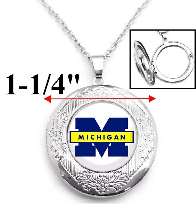 Michigan Wolverines Women Sterling Silver Link Chain Necklace Locket Jewelry D16 • $24.95