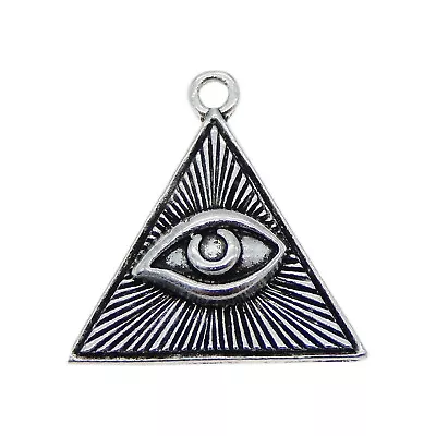 10 Pcs Vintage Style Silver Color Triangle Shaped Eye Pendant Charm Metal Crafts • $2.99