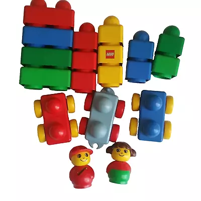 Primo Lego Duplo Blocks Cars And 2 People Lot • $30.99