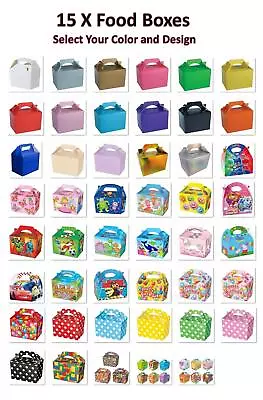 15 Pack Food Party Boxes Birthday Baby Shower Gift Cake Box 15x10x10cm • £7.95