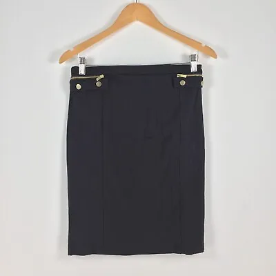 Queenspark Womens Skirt Size 8 Black Pencil Solid Stretch Viscose Blend 024519 • $12.77