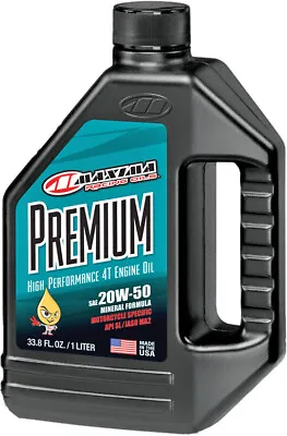 MAXIMA 20W-50 PREMIUM Conventional Mineral 4T 4-Stroke Motorcycle Engine Oil 1L • $19.43