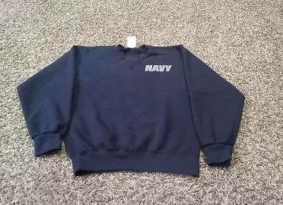 Vintage US Navy Soffe Sweatshirt Mens Small Blue Long Sleeve Crewneck Pullover • $24.99