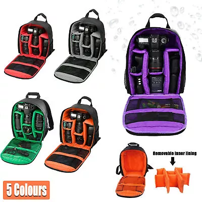 Waterproof Camera Backpack Soft Case Bag  Rucksack For Canon Nikon Sony DSLR AU • $22.95