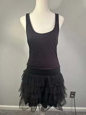 Miley Cyrus Max Azria Black Racerback Tank Dress Ruffle Skirt Junior Size Large • $15