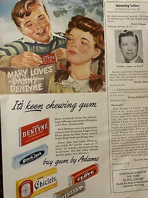Adams Chewing Gum Dentyne Chiclets BLack Jack Vintage Print Ad • $1.99