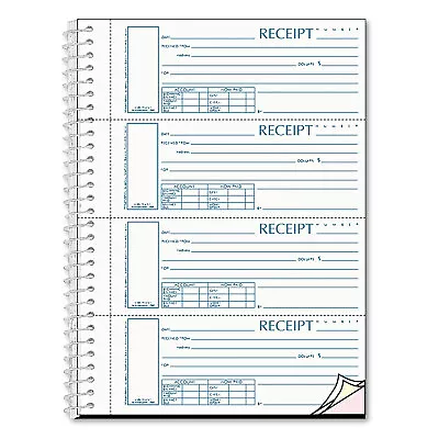 Rediform Spiralbound Unnumbered Money Receipt Book 2 3/4 X 7 Three-Part 120 • $17.80