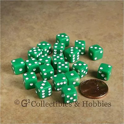 NEW 20 Green Miniature 8mm 6 Sided RPG MTG Game Dice Set Small (5/16 Inch) D6 • $3.99