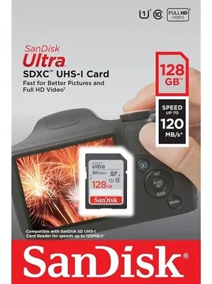 SanDisk 128GB ULTRA SDXC SD 120mb/s Camera Flash Memory Card SDSDUN4-128G • $13.95