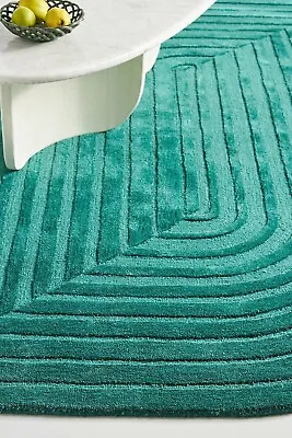 Tonya - Teal Hand-Tufted Wool & Viscose Soft Area Rug Carpet 5x8 6x9 8x10 • $344.70