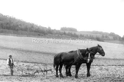 Qsd-34 Rural Scene Horse & Plough Unknown Location. Photo • £3.35