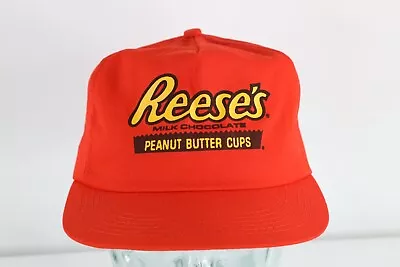 Vtg 80s K Products Spell Out Reeses Peanut Butter Cups Snapback Hat Orange USA • $44.95