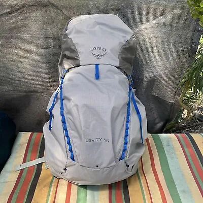 $110 • Buy Ospery Levity Ultralight Backpack 45 Liter Men's Large Grey EUC
