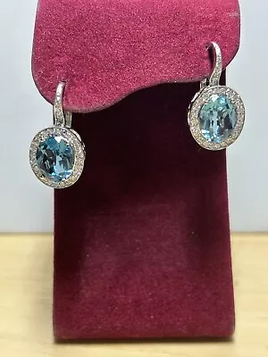 18k White Gold Pasquale Bruni London Blue Topaz Dangle Earrings • $2397