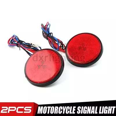 2X Red LED Reflector Round Rear Brake Tail Light Turn Signal Stop Motorcycle ATV • $9.99