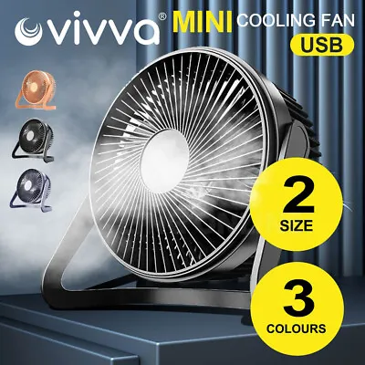 $13.50 • Buy Vivva 4/8 Inch Portable Mini USB Cooling Fan 360° Rotation Small Desktop Quiet