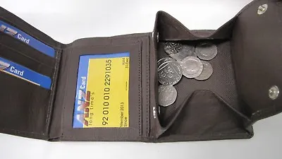 £3.99 • Buy Brown  Leather Wallet With ID Window And Coin Pocket Compartment 