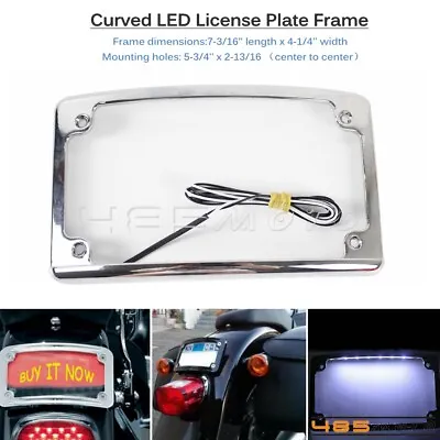 Curved License Plate Frame Holder LED Light For Harley Touring Street Road Glide • $34.99