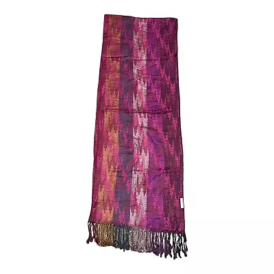 Chico’s Pink Fuschia Purple Abstract Multicolor Rectangle Scarf Shawl Wrap 28x74 • $16.24