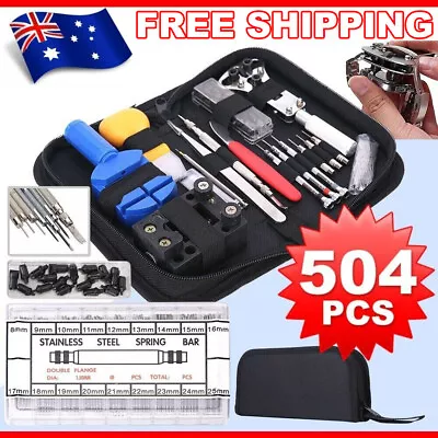 504Pcs Watch Repair Kit Back Case Remover Opener Tool Watchmaker Spring Pin Bars • $22.45