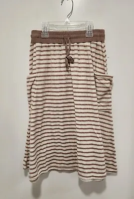 Analogie By Lil Legs Terry Drawstring Skirt Tan Stripe Size 14 Great Condition  • $14