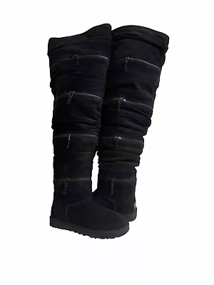 Ugg Classic Ultra Ultra Tall Black Zip Over The Knee Boots Us 10 / Eu 41 / Uk 8 • $349