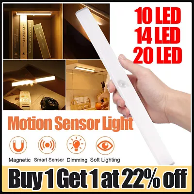 £0.99 • Buy LED PIR Motion Sensor Light Wireless Strip Cabinet Closet Lamp USB Rechargeable