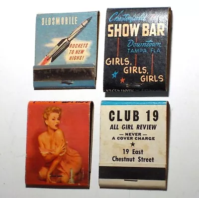 4-pc Lot Vintage Matchbooks Jumbo Feature MCM Rocket Thompson Pin-Ups Night Club • $15.50