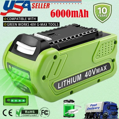 $44.25 • Buy 40V 6.0Ah For Greenworks G-MAX 40 Volt Lithium Battery 20302 29472 29462 20202