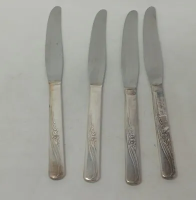 H & T Mfg Co Silver Plate Flatware MEADOW FLOWER Vintage 1940 4 Knives • $7.37