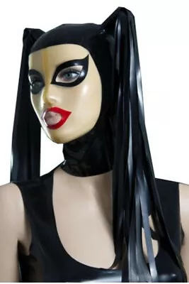 Latex Hood Maid Rubber Drama Mask Ponytail Rubber Wigs Cosplay Fetish Party • £69.60