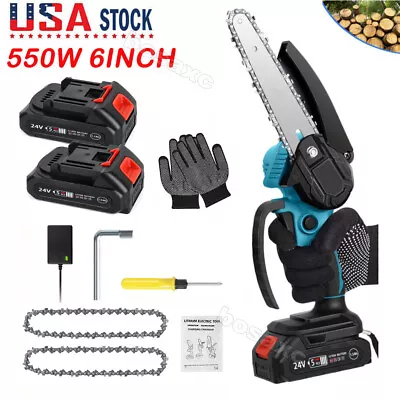 6  Mini Handheld Electric Chainsaw Cordless Chain Saw 21V 550W Battery Power • $29.99