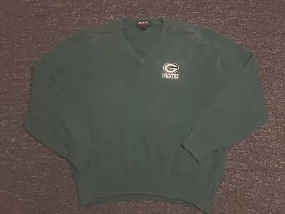 Vintage Green Bay Packers NFL Football V Neck Sweater Golf Men’s Sz L Cotton • $19.95