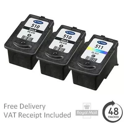 Premium Remanufactured Canon PG-510 Black & CL-511 Colour Ink Cartridges • £11.95