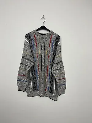 Vintage 90s Knit Jumper John Harris Retro Abstract Pattern Cosby Italian Sweater • £19.99