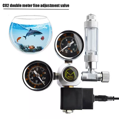 Dual Gauge CO2 Pressure Regulator Bubble Counter Solenoid Valve Aquarium System • £41.44