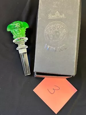 Vintage 90s Rosenthal Versace Medusa Green Color Crystal Wine Bottle Stopper #3 • $62