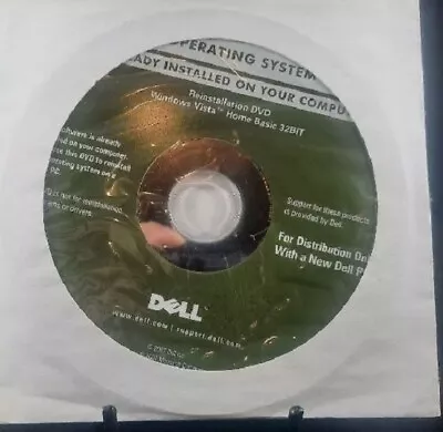 DELL Operating System Reinstallation DVD Windows Vista Home Basic 32 Bit 0TT848 • $19.95