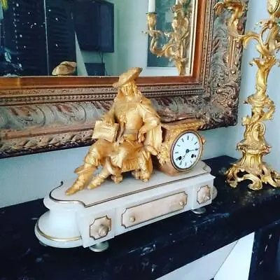 Important 19th Century Carrara Gold Bronze And Marrara Clock Clock Pendulum • $1333.75