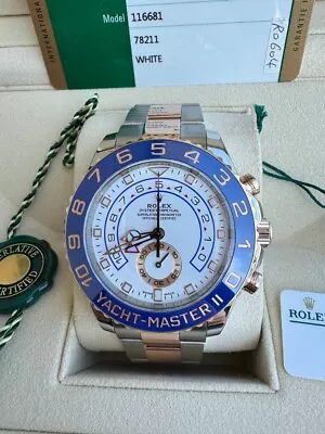 MINT PAPERS Rolex Yacht-Master II 44mm NEW HANDS 18K Rose Gold Steel 116681 BOX • $22750