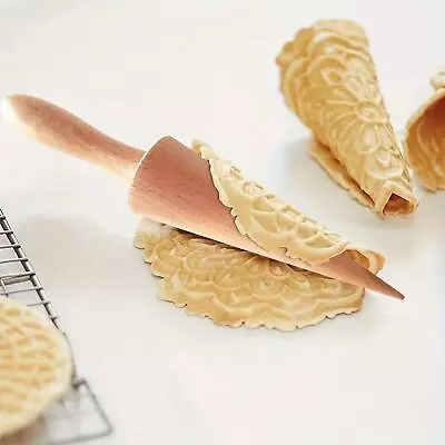 Wooden Ice Cream Cone Maker Wooden Cone Roller Portable Baking Tool Waffle • £8.11